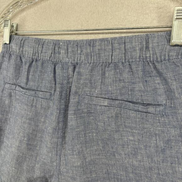C&C CALIFORNIA Shorts S 100% Linen Chambray Elastic Waist Coastal Boho Blue NEW - Picture 7 of 16